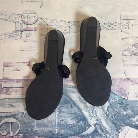 Jack Rogers Black Leather Studded Sandals - Picture 3 of 4